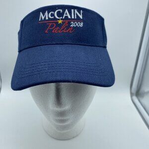 McCain Palin 2008 Blue Adjustable Golf Visor Hook & Loop Politics Republican